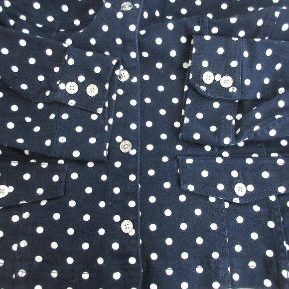 Chaps Blazer Jacket Womens Plus 3X Navy & White Polka Dot Button Front Pockets - Picture 6 of 6